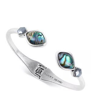 Lucky Brand Abalone Silver Hinge Cuff Bracelet
